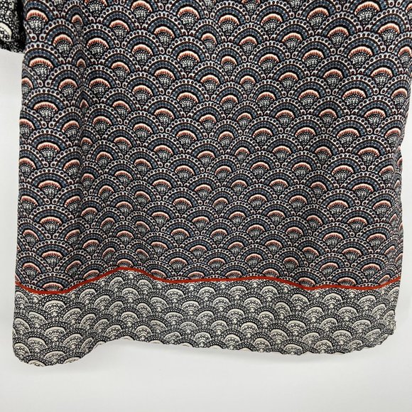 Bobeau Dress Fan Printed V Neck Bell Sleeve Shift Mini - Picture 6 of 10